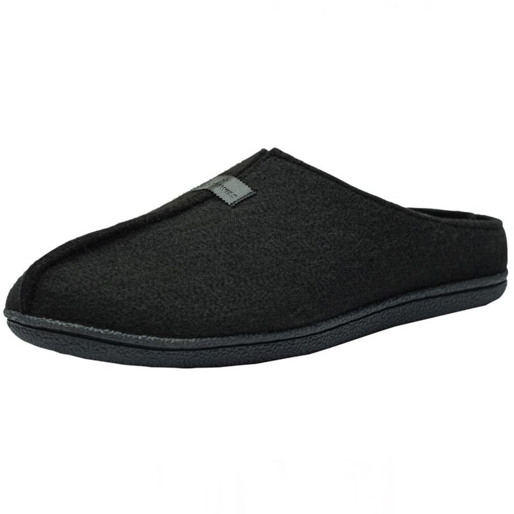 Alpine Swiss Mens Felt Faux Wool Clog Slippers Comfortable Cushion House Shoes